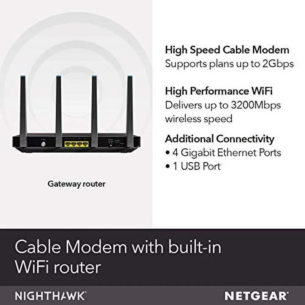Cable Modem WiFi Router Combo, DOCSIS 3.1, AC3200 K247370