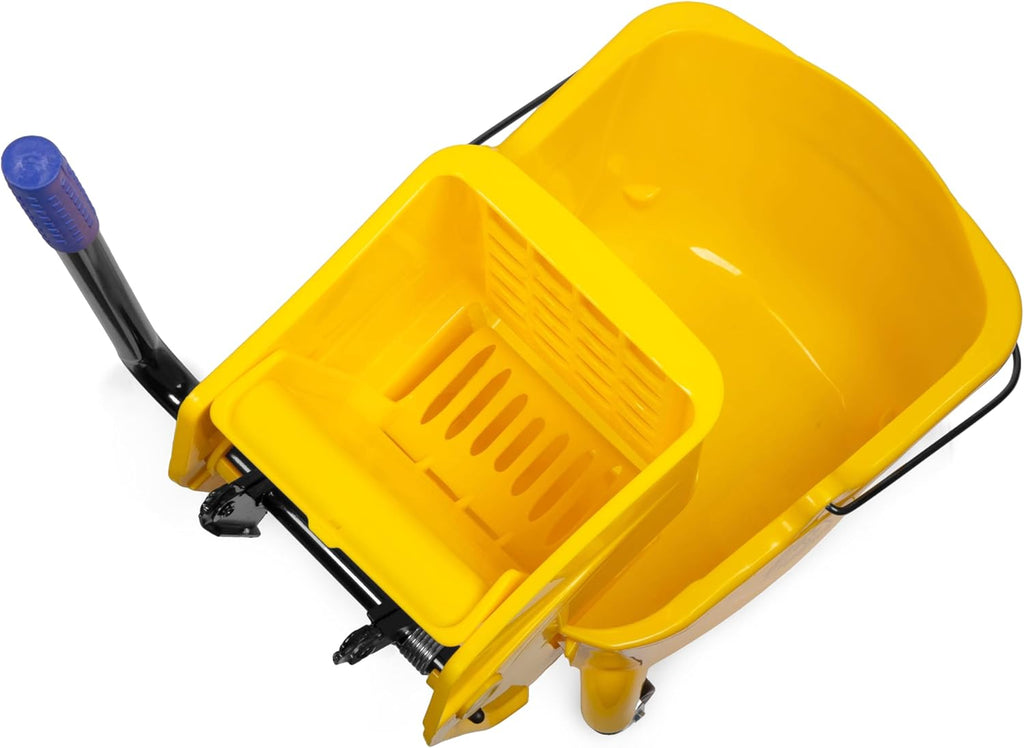 Rolling Mop Bucket with Down Press Wringer, 26-Quart J668573