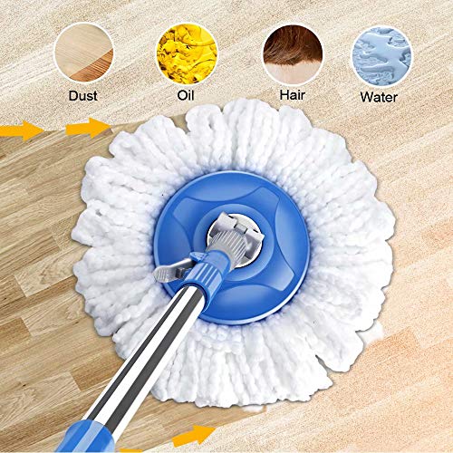 Mop Bucket with Wringer Set, Spin Mop with Easy Move Wheels, Stainless Steel Handle, 5 Microfiber Refills Z437