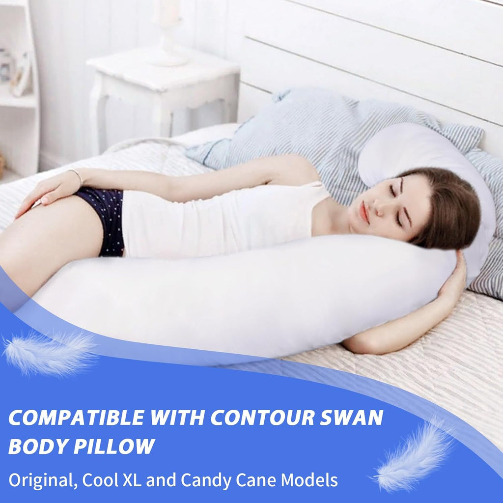 Cotton Pillowcase for Contour Body Pillow, Soft Breathable Zippered, White M973978