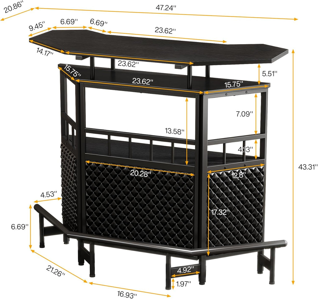 4 Tier Home Bar Cabinet with Stemware Rack and Footrest Y1184
