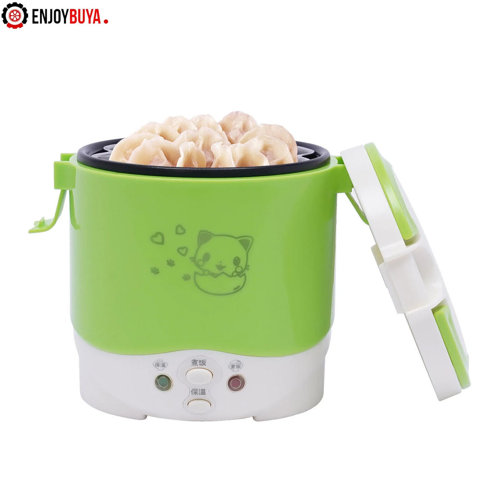 Mini Electric Rice Cooker 1L for Camping Travel with Measuring Cup and Spoon S667536
