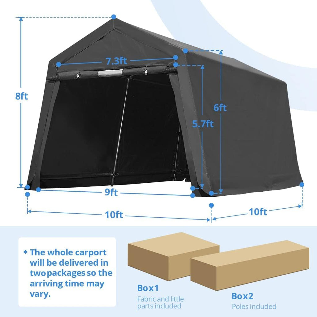 10x10 ft Heavy Duty Portable Canopy Shelter Shed with Roll up Zipper Doors A63834