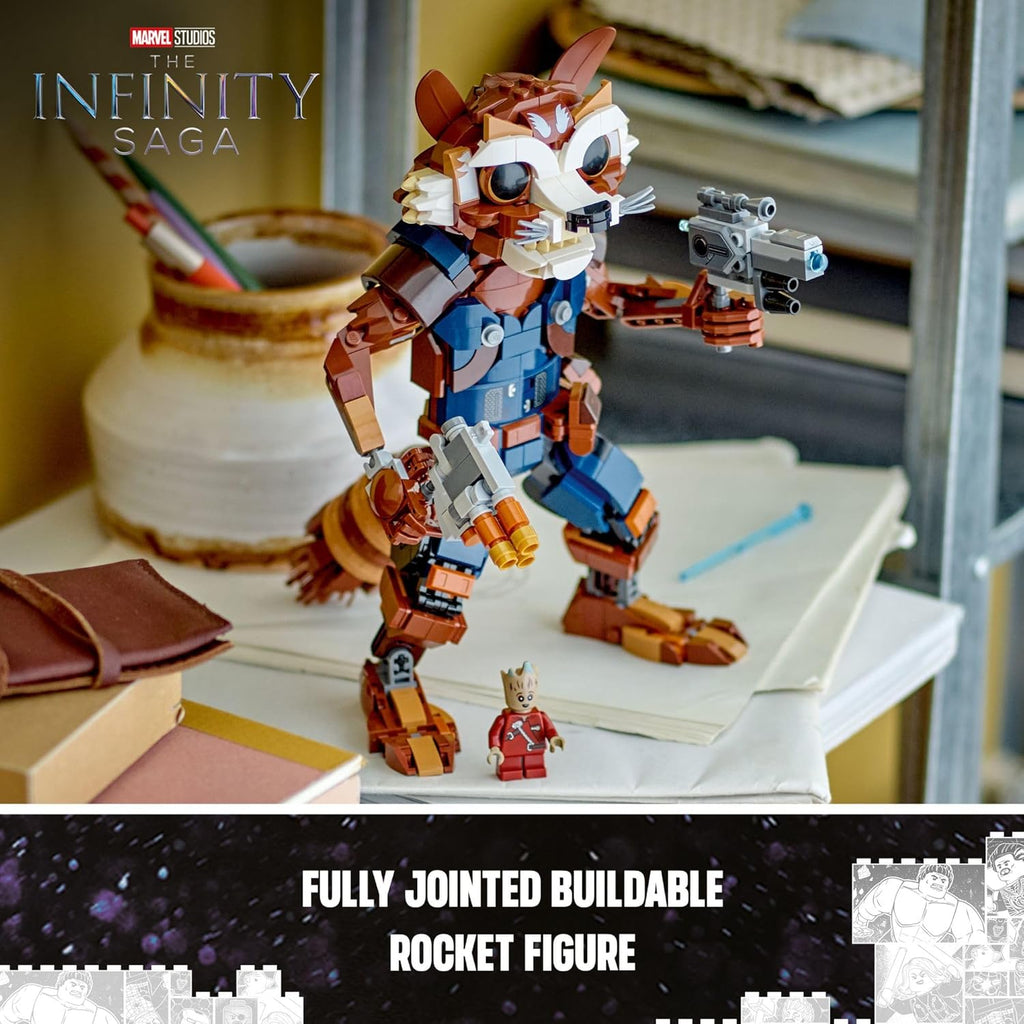 Rocket & Baby Groot Minifigure, Guardians of The Galaxy Inspired Toy, Buildable Action Figure for Kids, Gift for Ages 10 and Up H421746