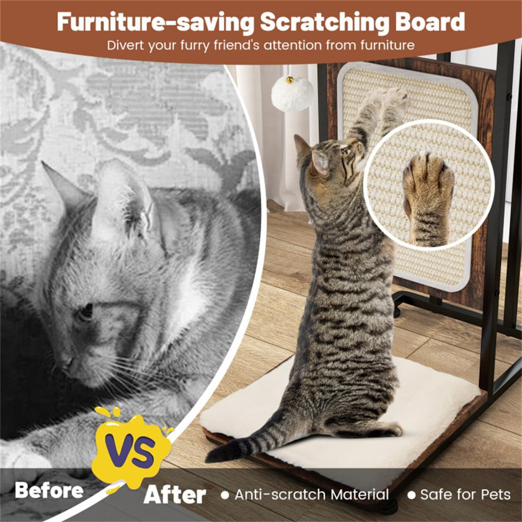 Cat Side Table with Scratching, Industrial Style for Living Room Bedroom I28429
