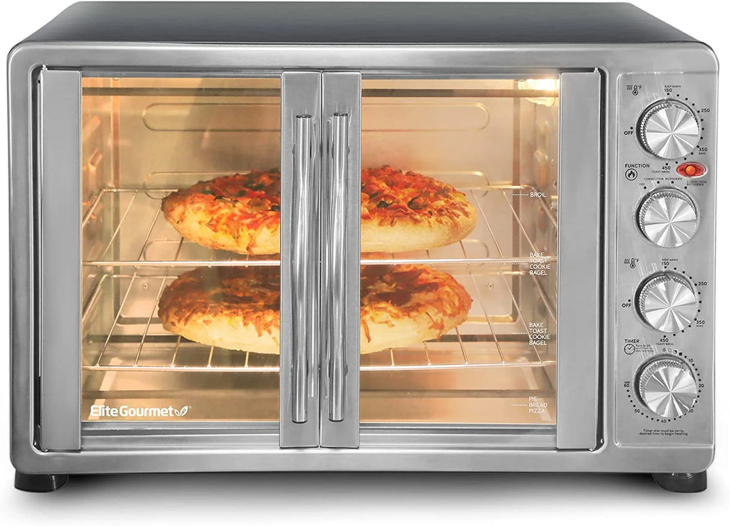 French Door Convection Oven, 47.5Qt, 18-Slice, Bake Broil Rotisserie P5412