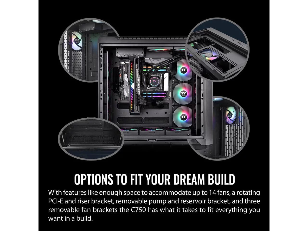 E-ATX Full Tower PC Case with Tempered Glass Panels and 3x140mm ARGB Fans O8162