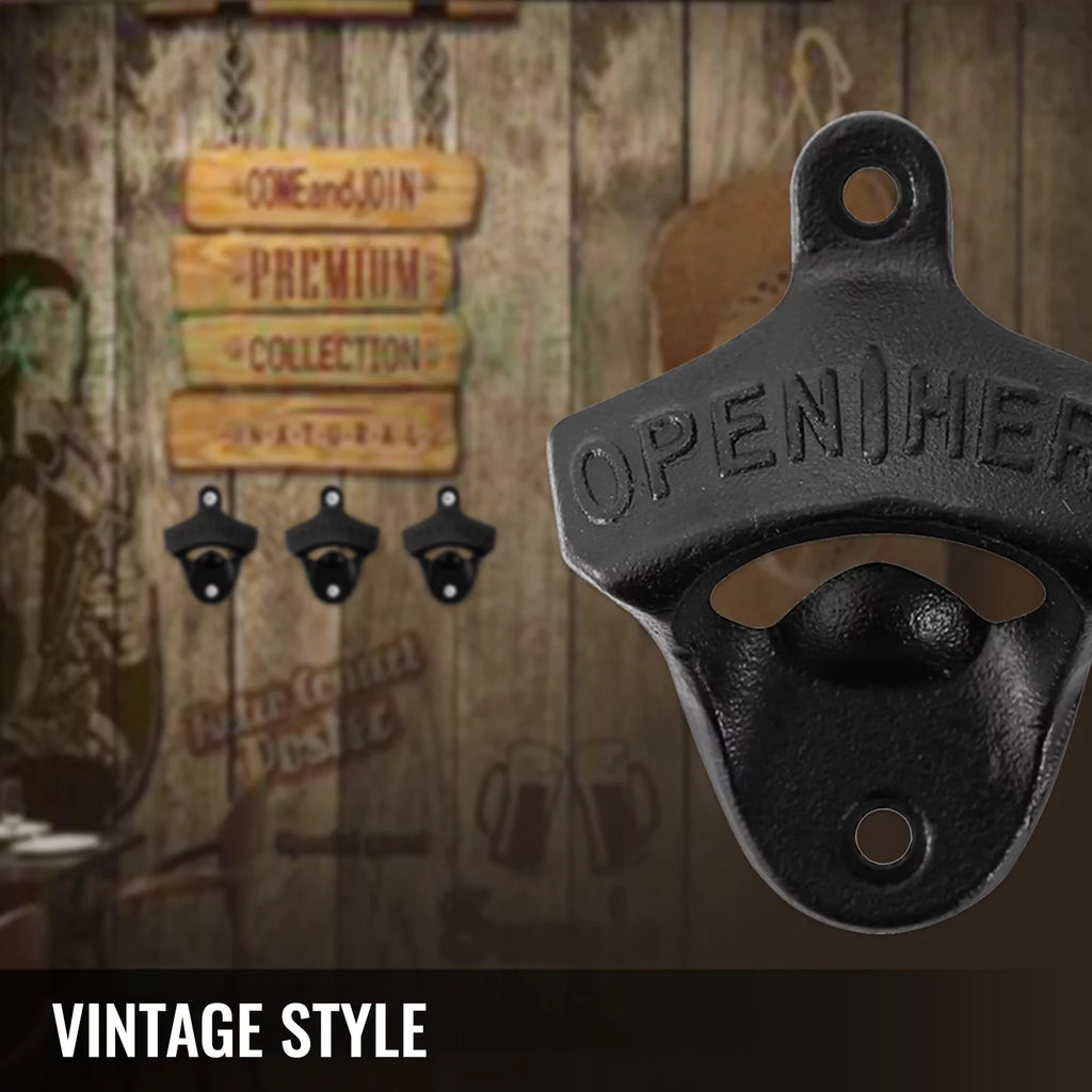 Wall Mounted Bottle Opener Set of 100, Rustic Cast Iron Vintage Finish for Home Bars I2158
