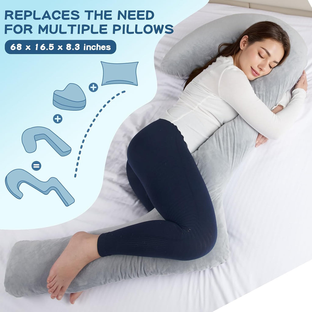 Swan Body Pillow for Adults, Adjustable Shredded Memory Foam, Side Sleeper with Cover L135