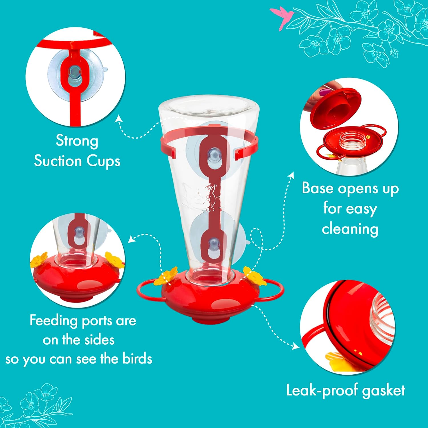 Window Hummingbird Feeder for Outdoors, Large Capacity, Easy to Clean D137