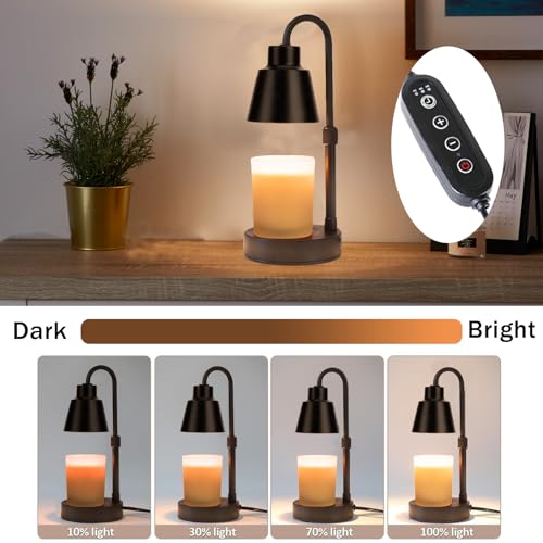 Candle Warmer Lamp with Timer and Dimmer, Adjustable Metal, Black D58822