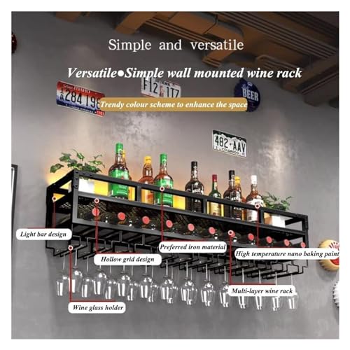 Floating Shelves with Wine Rack and LED Light E676617