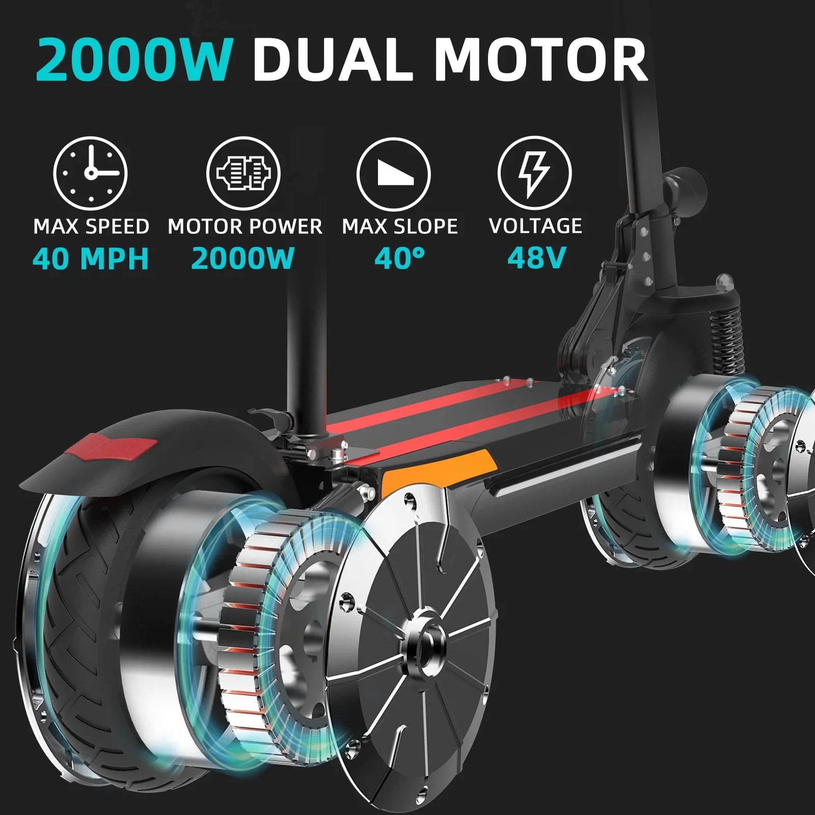 Electric Scooter with Seat, 2000W Dual Motor, 40 mph, Foldable for Adults K133125