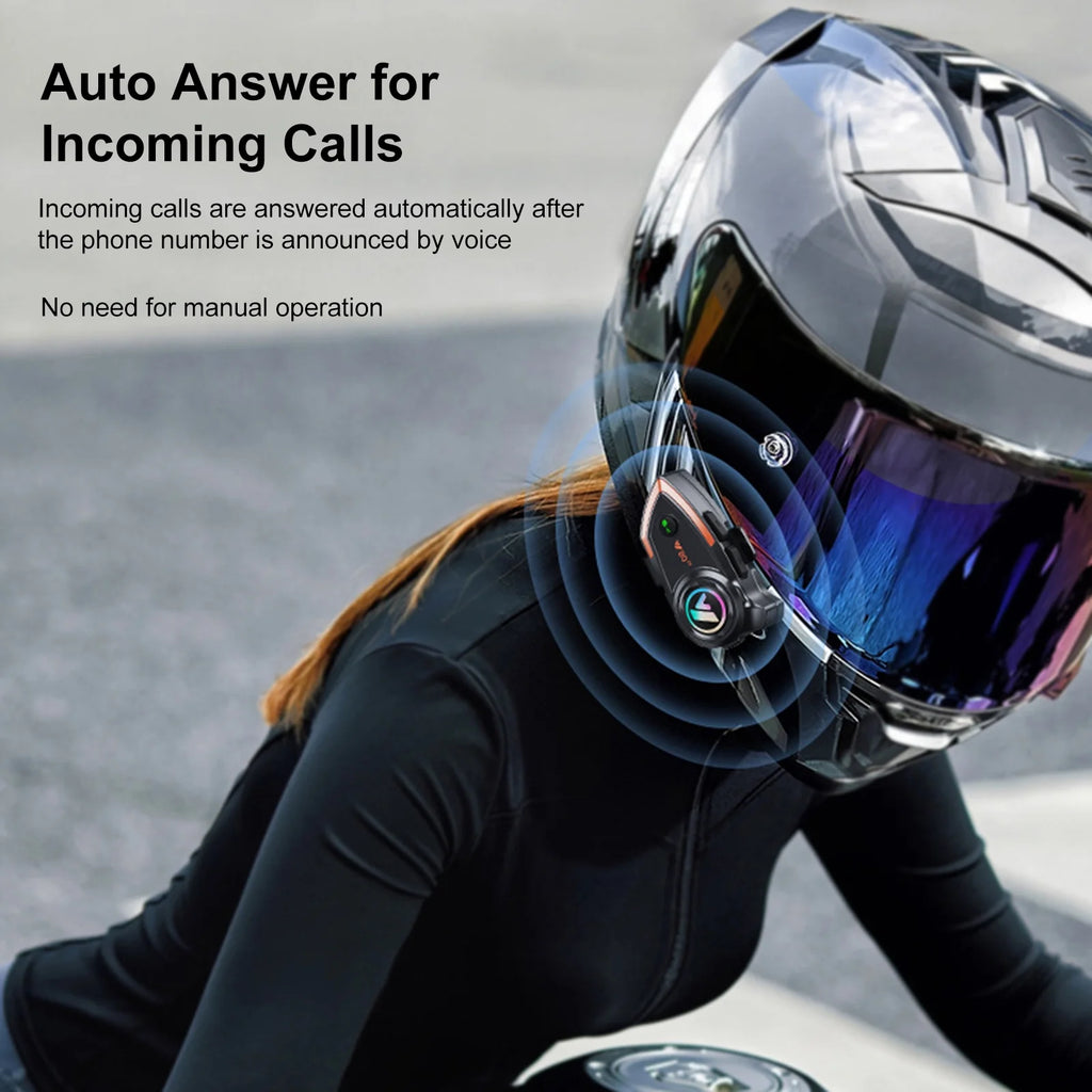 Wireless Helmet Headset with Noise Reduction, IP67, 1000M Range V7227