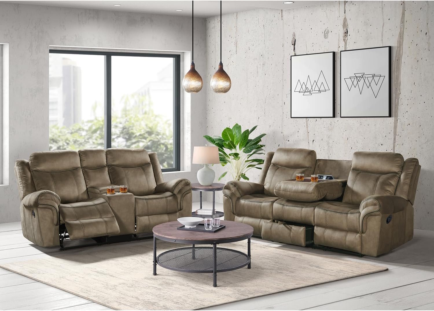 Sofa & Loveseat Living Room Set in Brown A540935