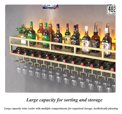 Floating Shelves with Wine Rack and LED Light E676617