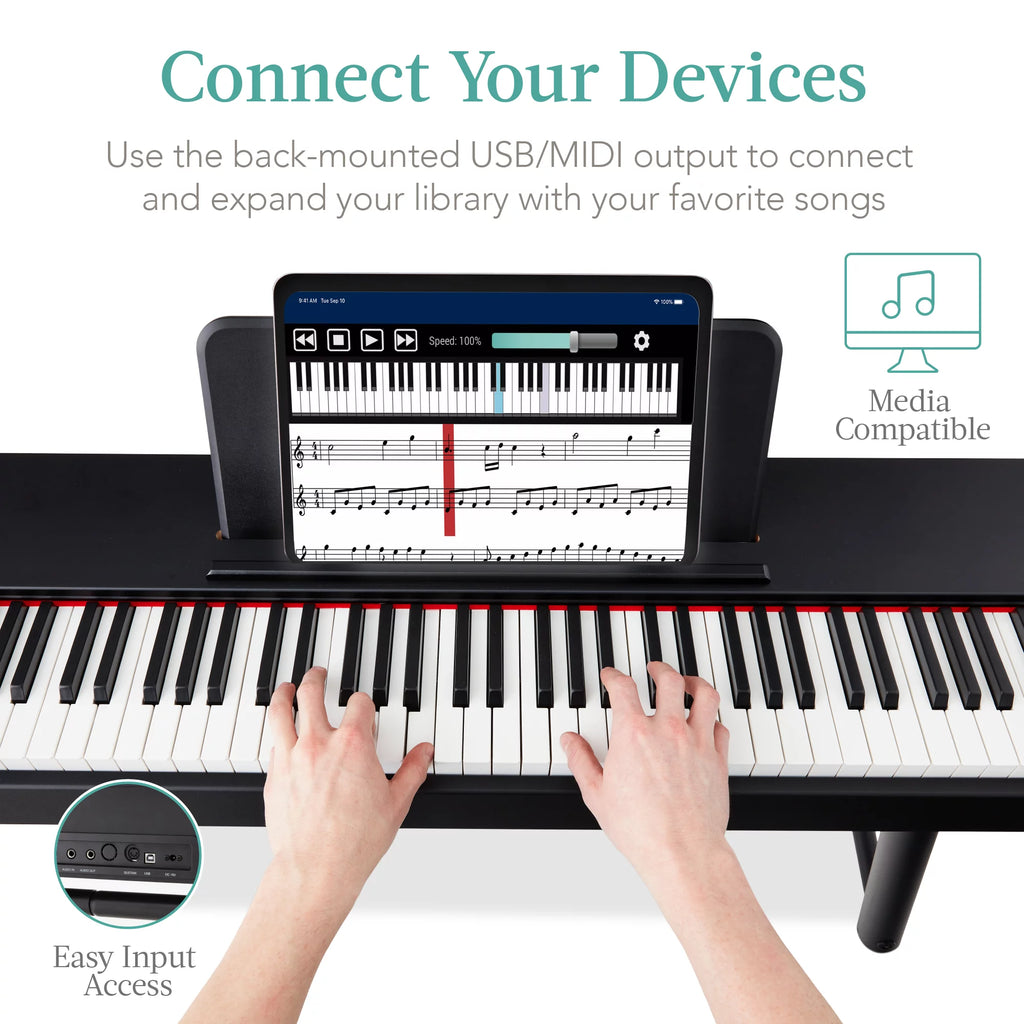 88-Key Weighted Full Size Digital Piano Set with Stand, Pedals, Stool, Cover O355