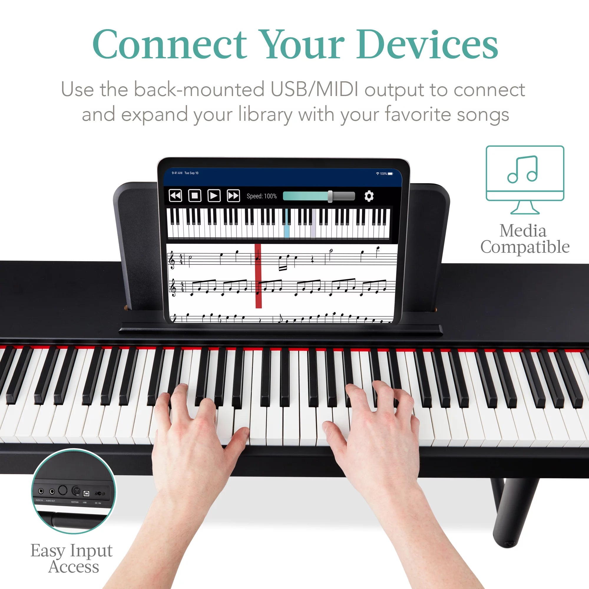 88-Key Weighted Full Size Digital Piano Set with Stand, Pedals, Stool, Cover O355