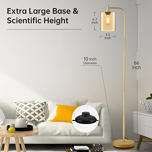 Industrial Floor Lamp with Mesh Glass Shade, LED Bulb Included, Foot Switch K167391