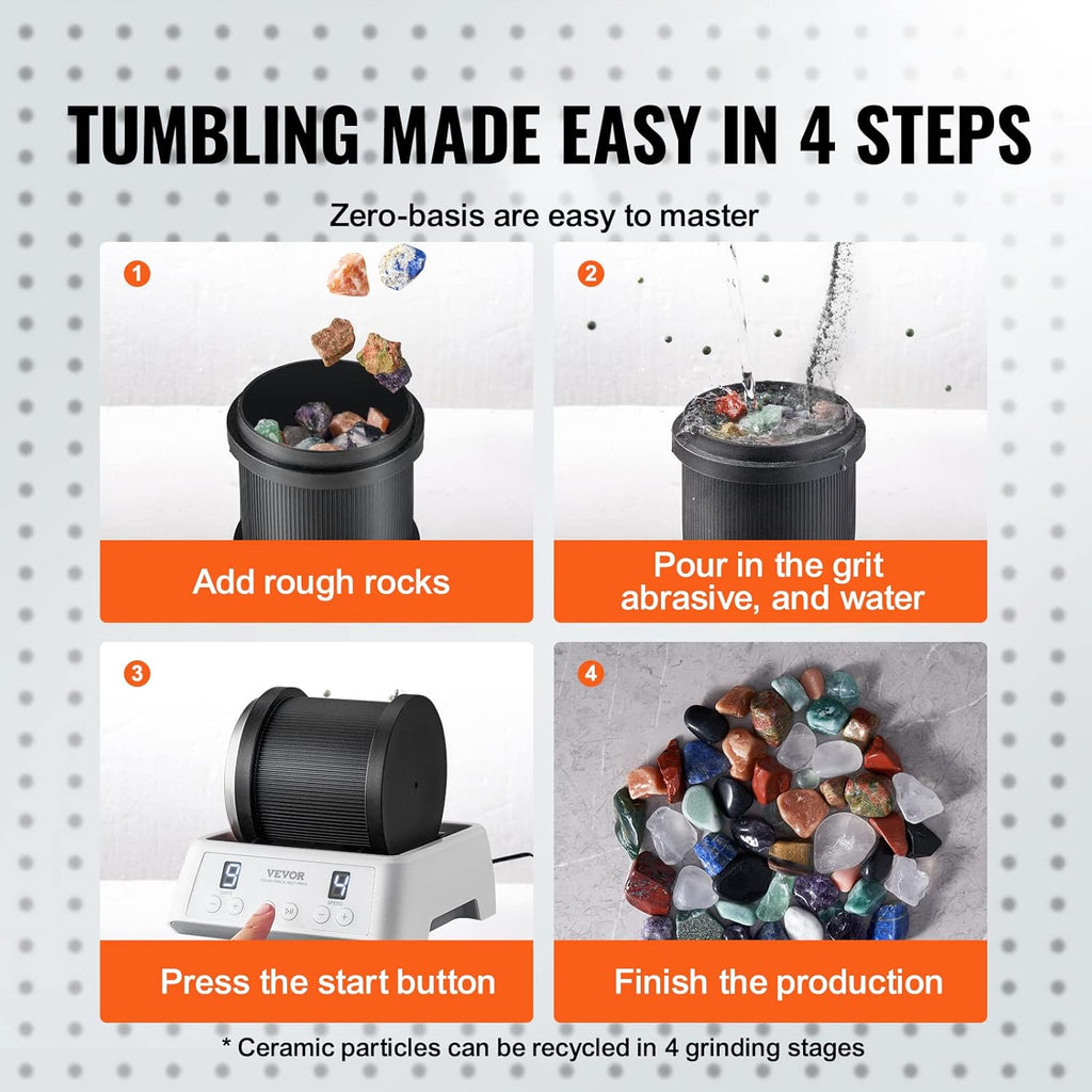 Rock Tumbler Kit, 4-Speed with Timer, Stone Polishing Set P59070