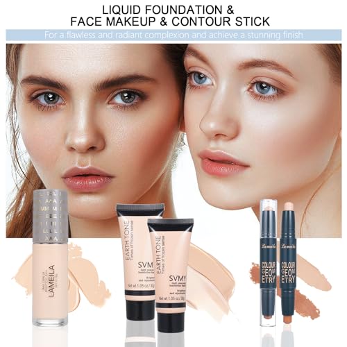 All in One Makeup Kit with Eyeshadow Palette, Lipstick & Eyebrow Pencil X76374