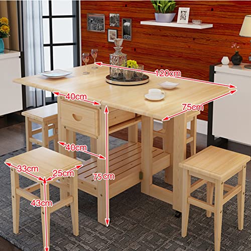 Foldable Dining Table with Wheels for Small Spaces T634