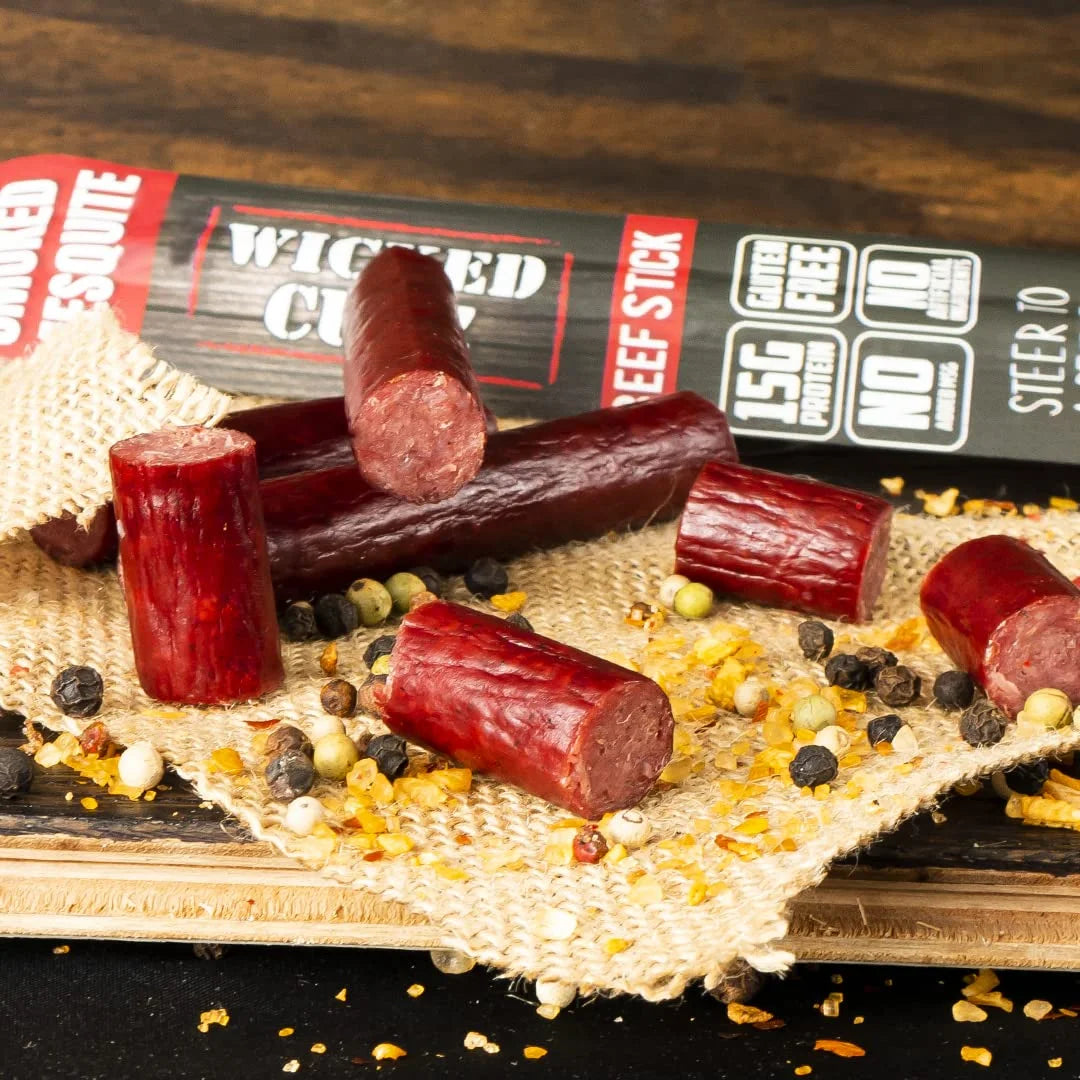 Beef Jerky Sticks, Protein-Rich, 6-Flavor Variety Pack, 18-Pack F114469