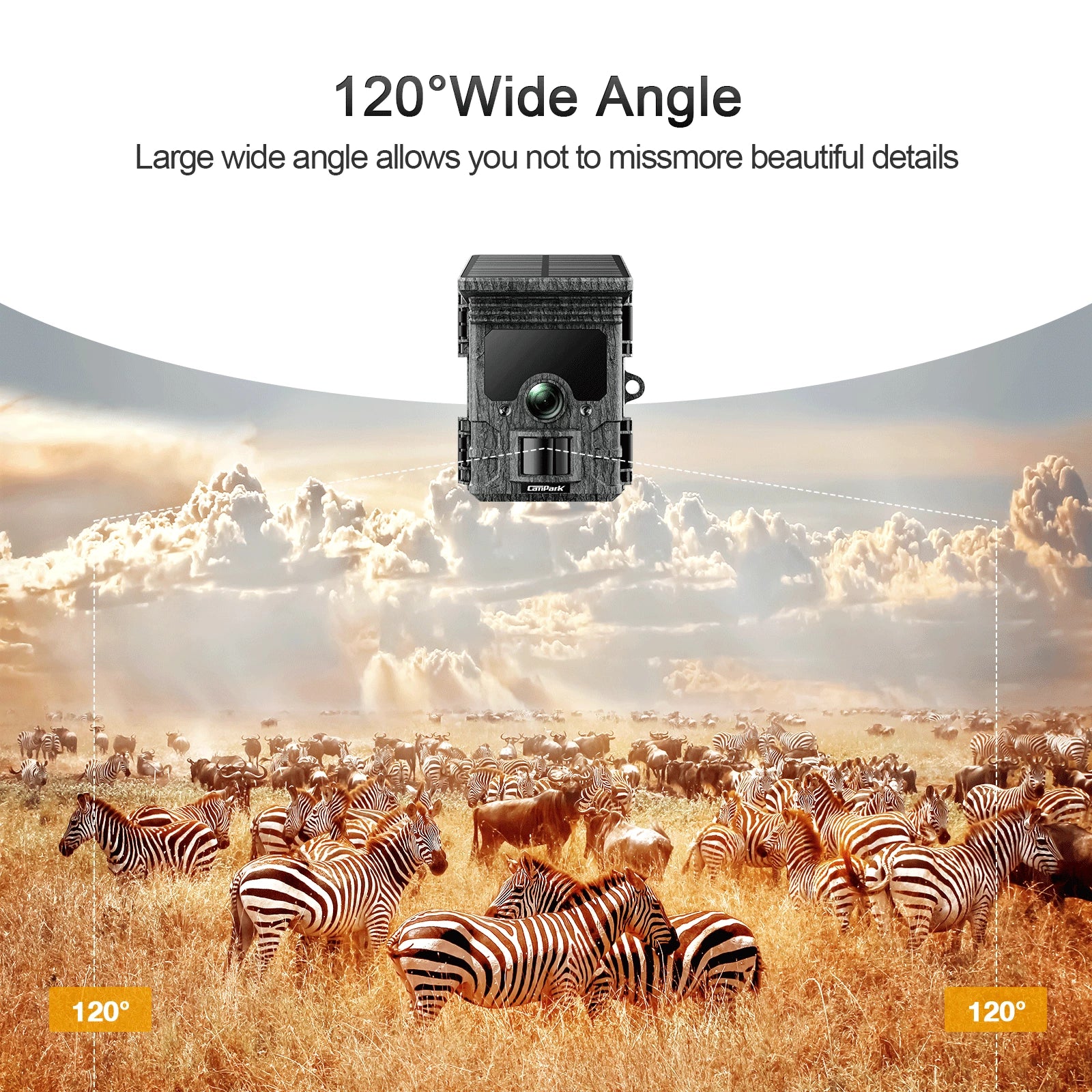 Solar Powered Trail Camera 4K 48MP WiFi Game Camera with Night Vision E29306