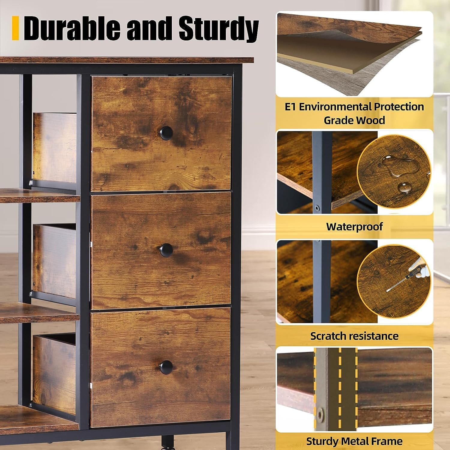 Coffee Station Cabinet with 3 Wooden Drawers and Shelves Z288126