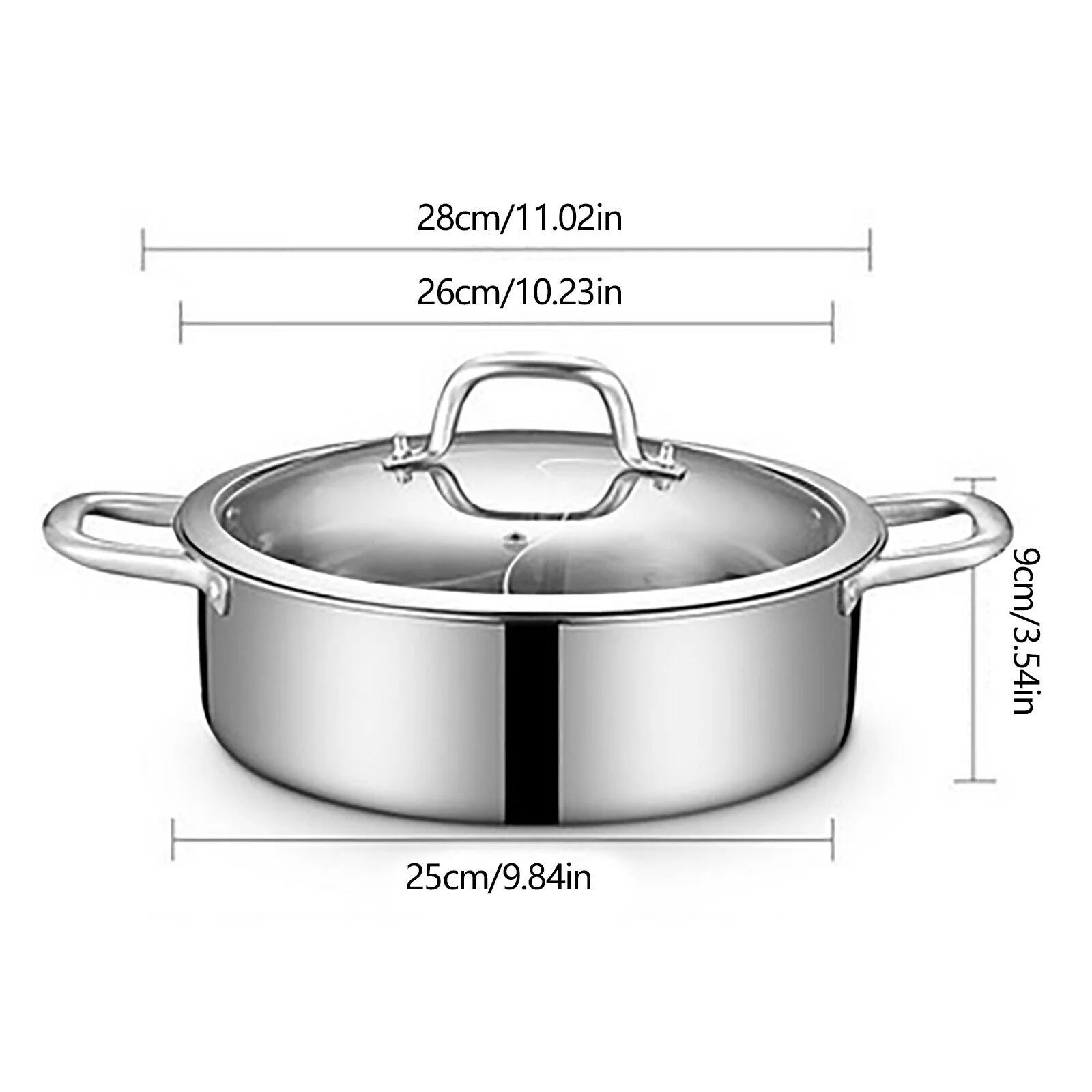 Stainless Steel Shabu Hot Pot for Induction and Gas Stove F317