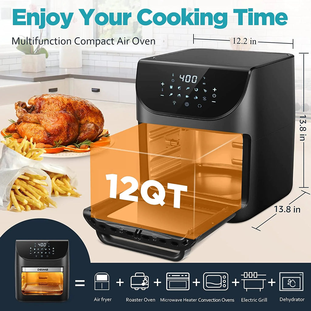 Air Fryer 12 QT 1700W Large Capacity with 10 Presets and LCD Touch Screen B211