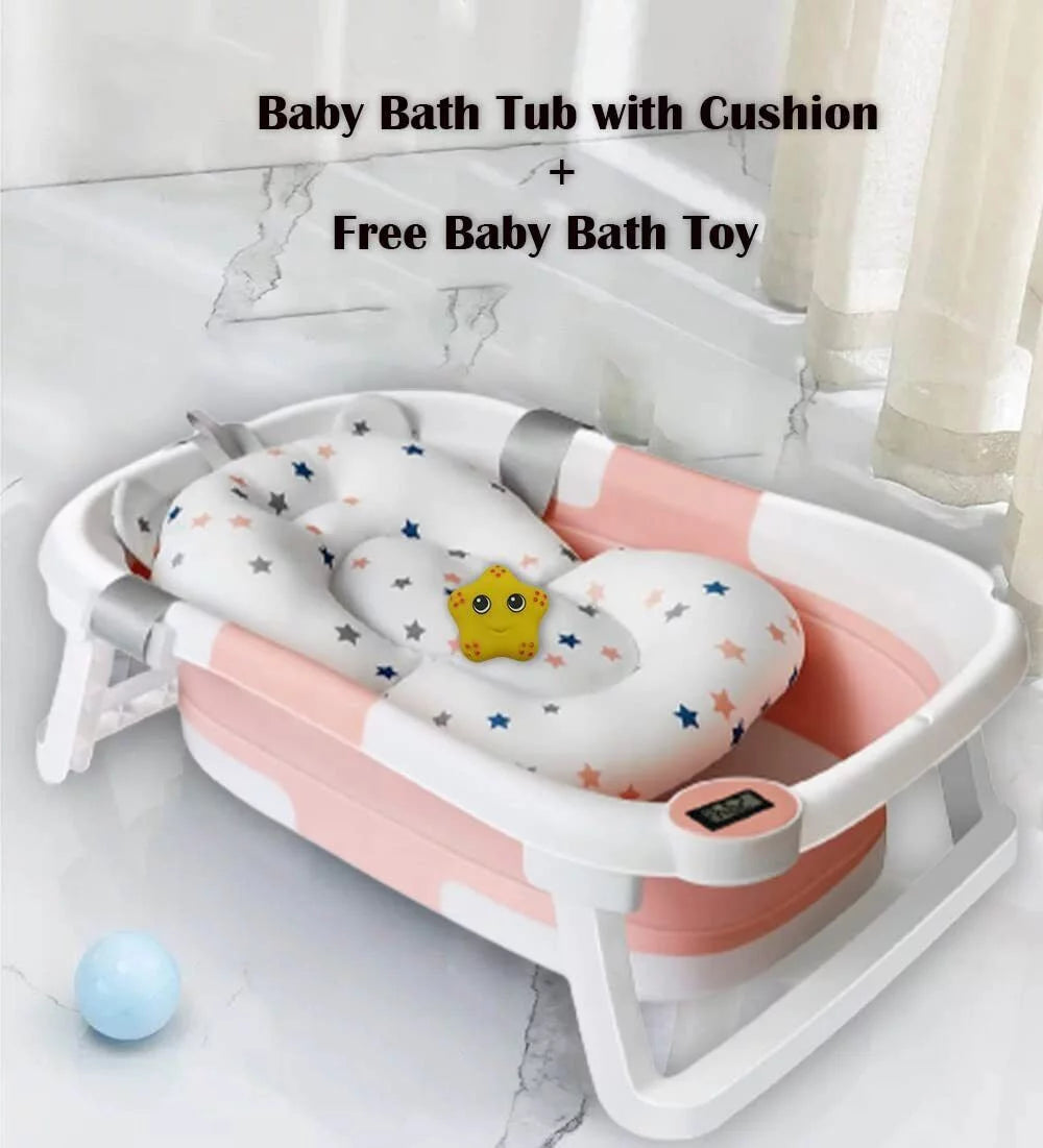Foldable Newborn Baby Bathtub with Pillow and Temperature Sensor X22087