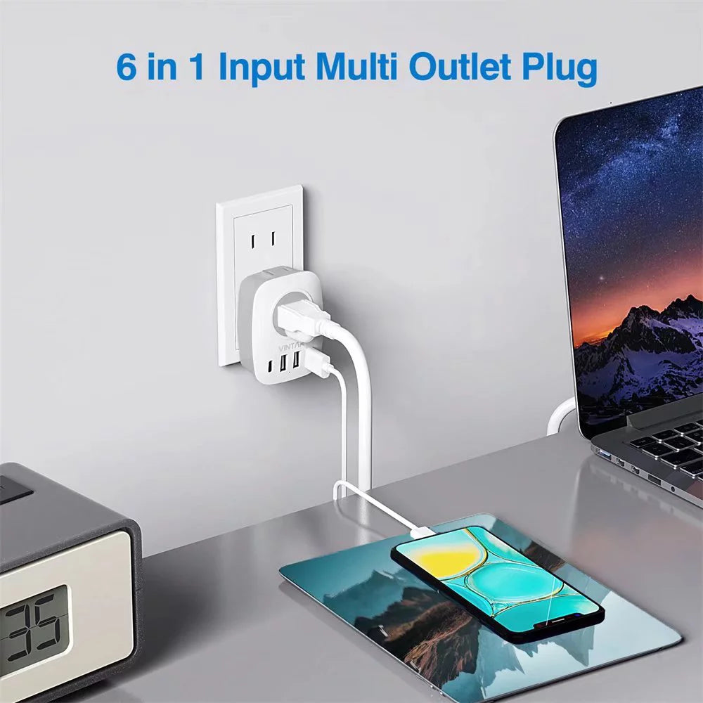 Travel Adapter US to UK, Type G Plug with 4 USB Ports, 2 Pack I616