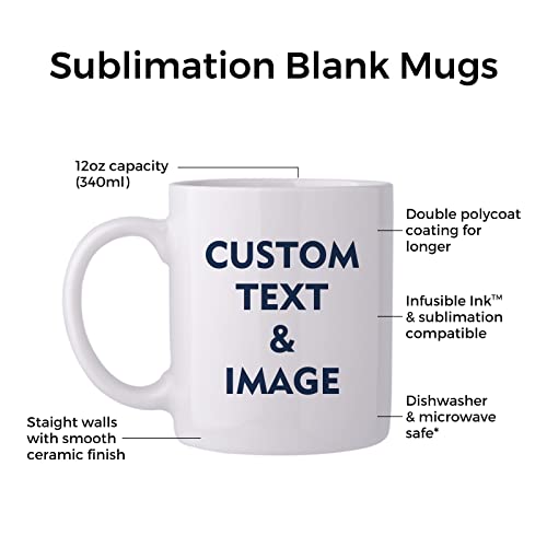 Sublimation Mugs Blank 12 OZ White Ceramic Cups, Set of 4 X211