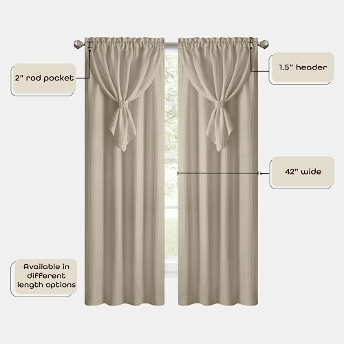 White Window Curtain Panel with Attached Valance, 42x84 Inch, Light Filtering S4982