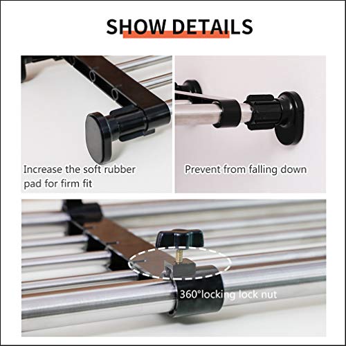 Expandable Closet Shelf Rod Adjustable Metal Storage Rack Organizer for Wardrobe Cabinet, Black, 19.69-31.5 inches T19484