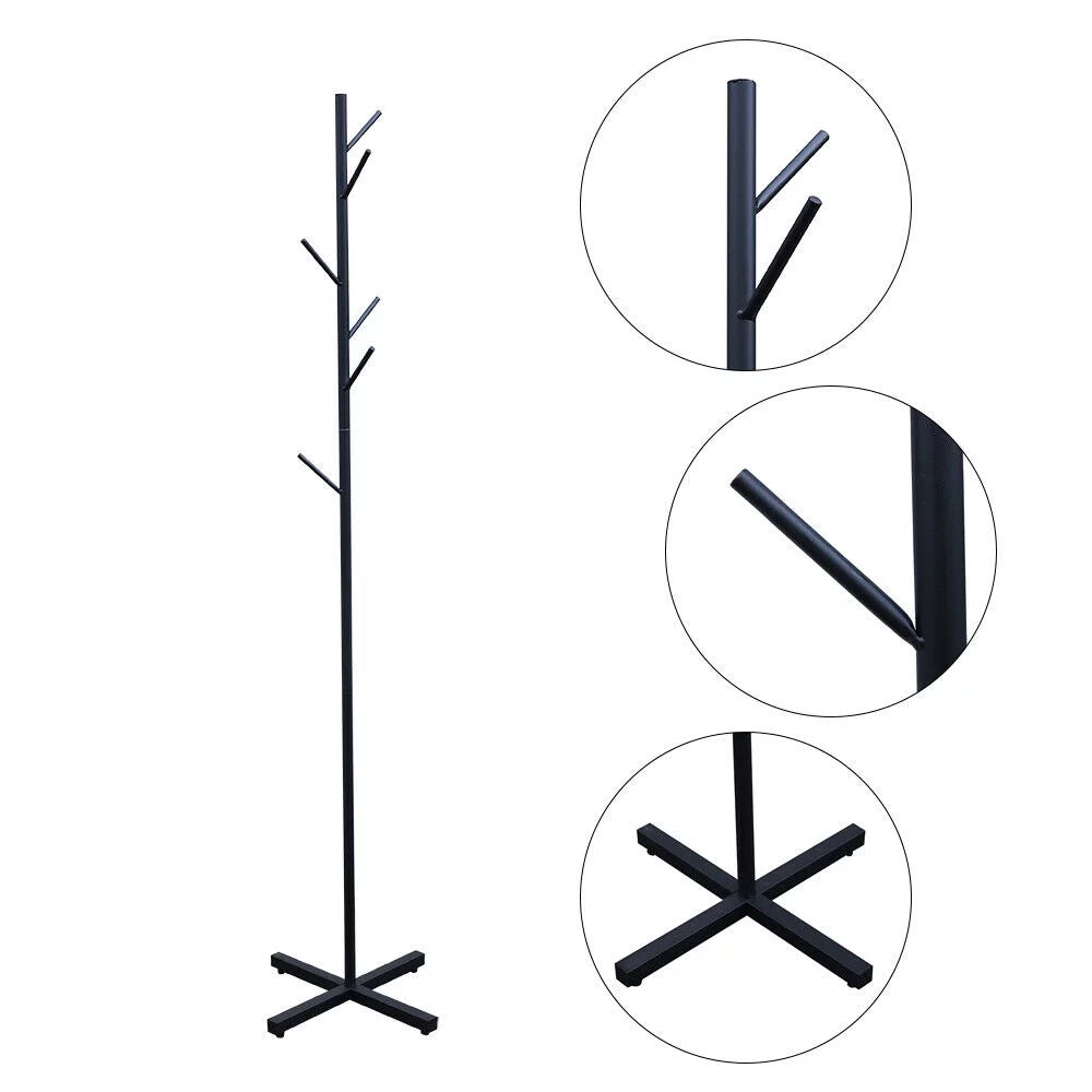 Coat Rack with 7 Hooks, Free Standing Metal Hat and Clothes Organizer B7793