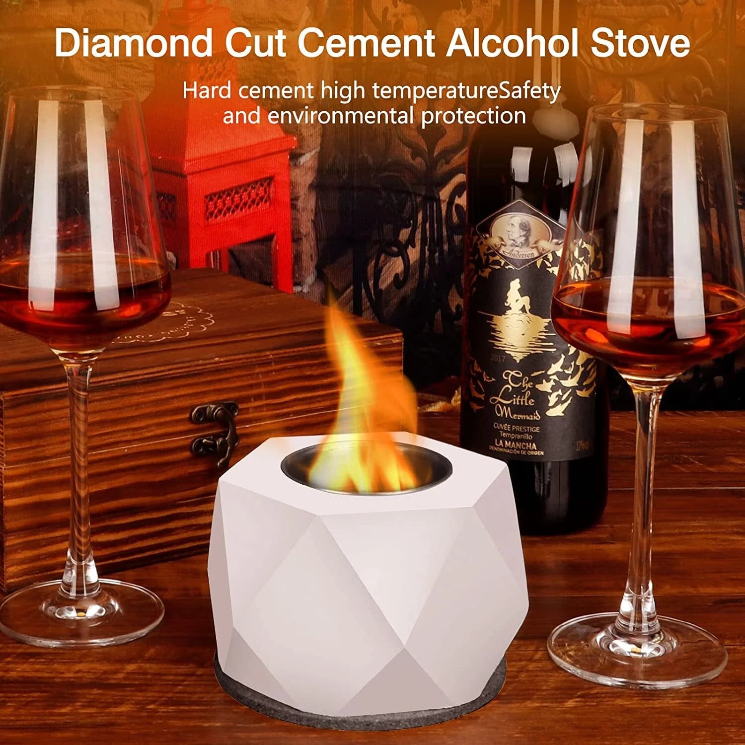 Concrete Tabletop Fire Pit Bowl for Indoor Outdoor Patio G49037
