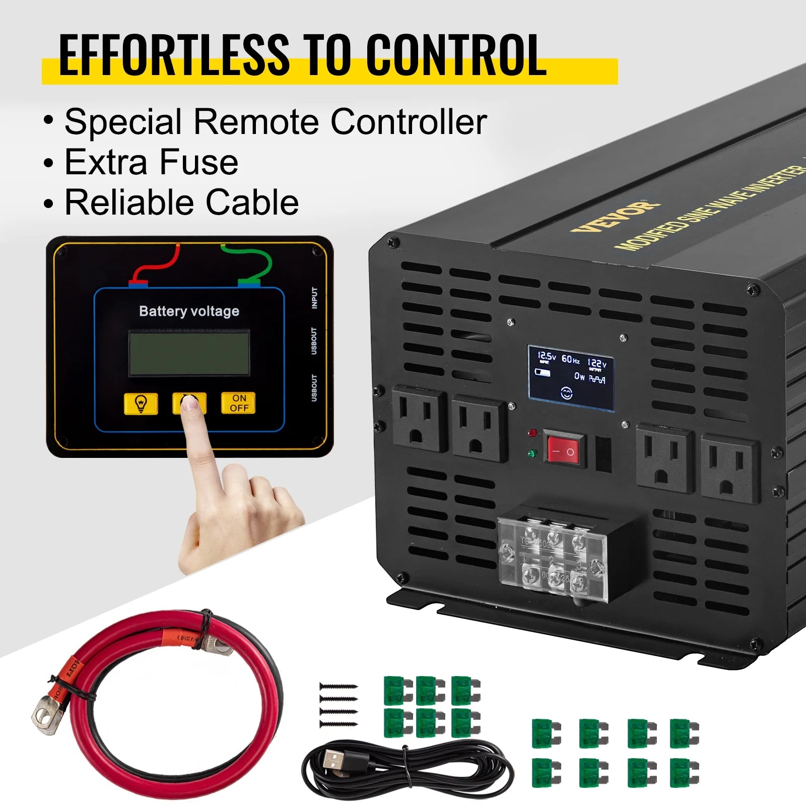 6000W Modified Sine Wave Inverter DC 12V to AC 120V with LCD Display G619158