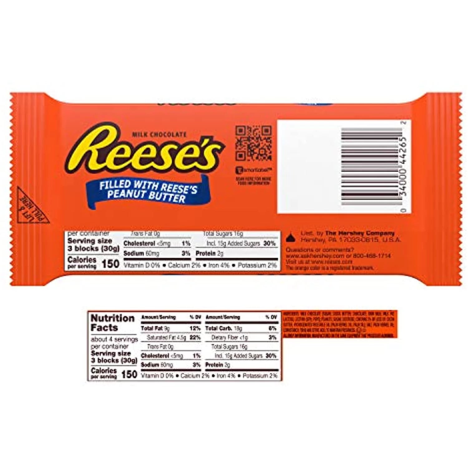 Milk Chocolate Peanut Butter Candy Bars, 4.25 oz, 12 Count G27161
