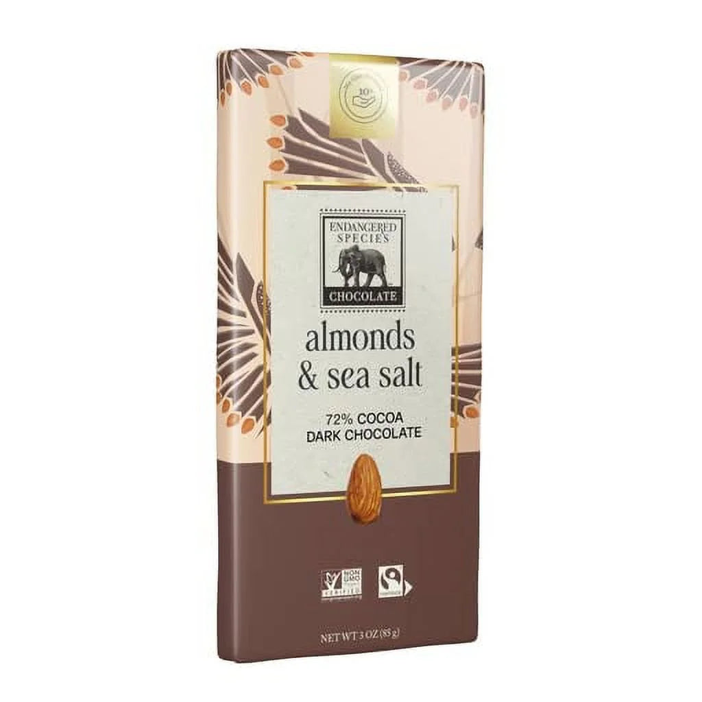 Dark Chocolate Bar with Sea Salt & Almonds, 3 oz (Pack of 12) Z313