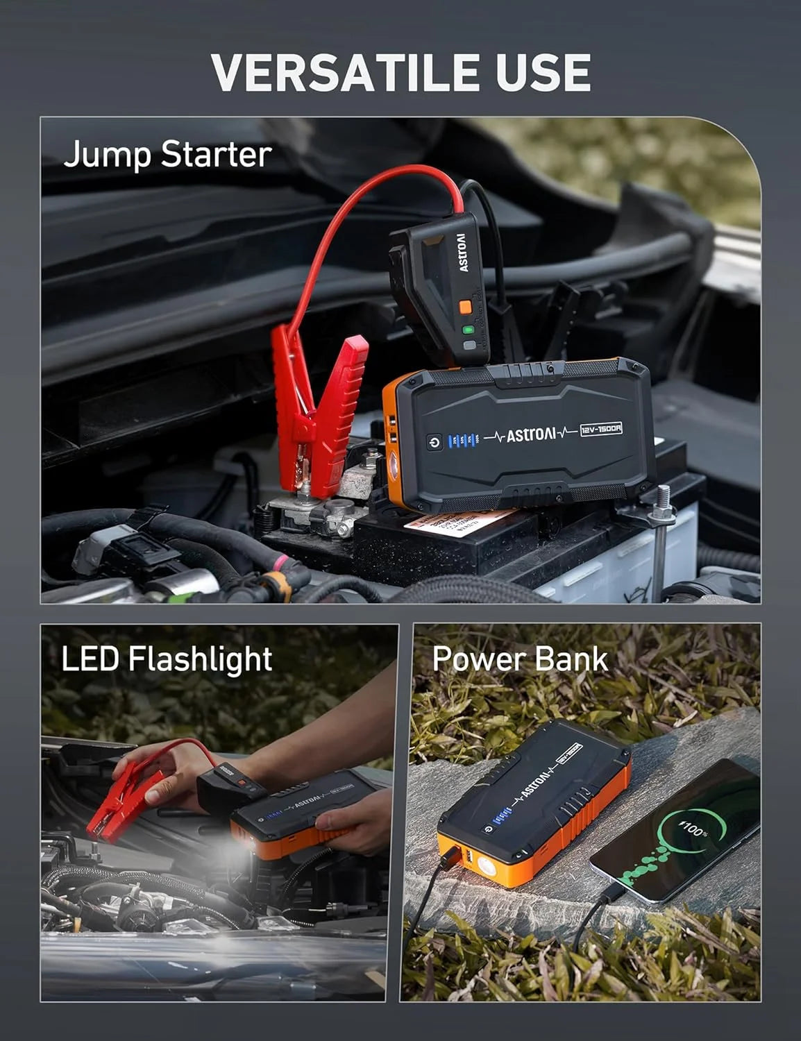 Portable 1500A Car Jump Starter T489