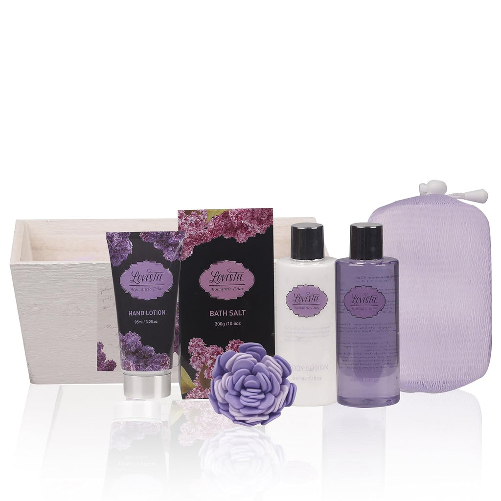 Lavender Bath and Body Gift Set with Shower Gel, Lotion, Bath Salt and Sponges S61541