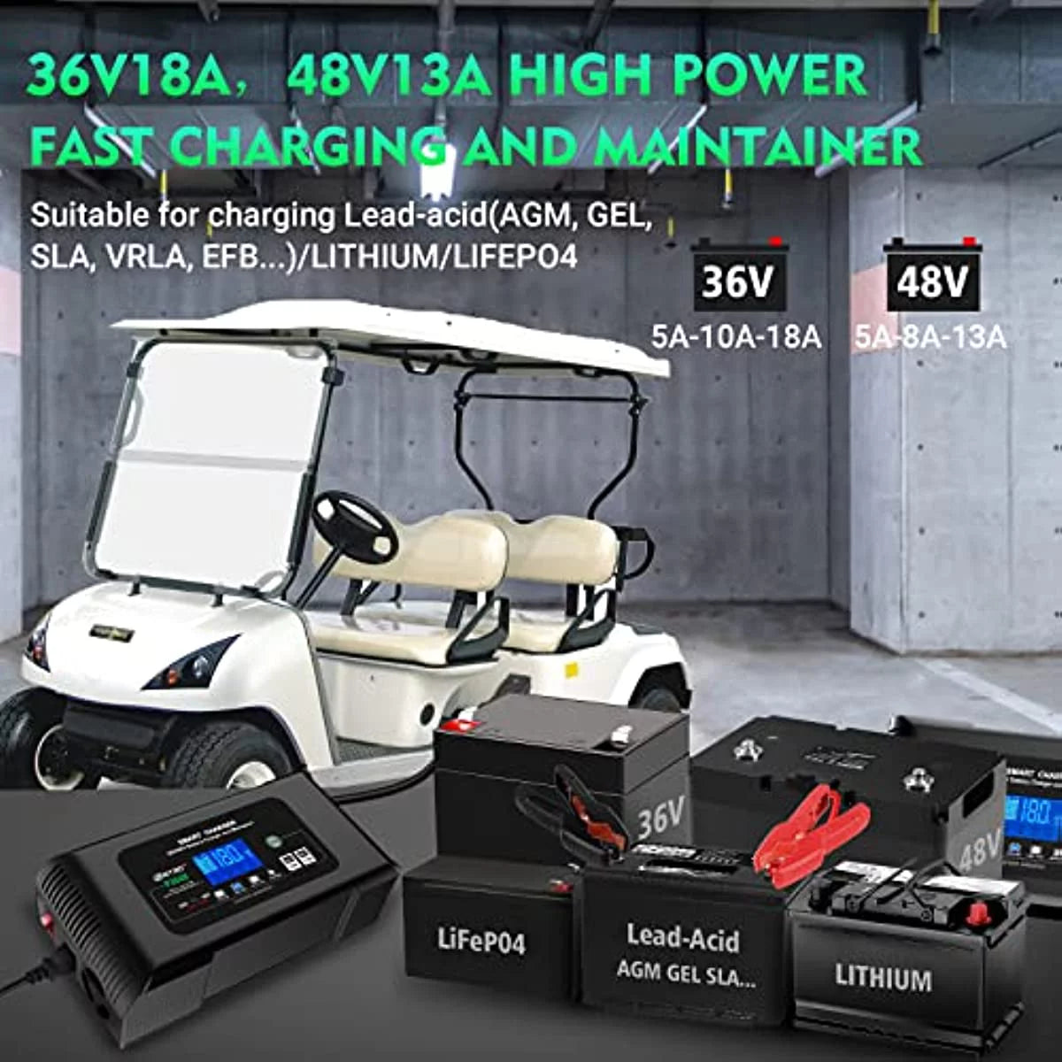 36V 18-Amp and 48V 13-Amp Golf Cart Battery Charger L459396