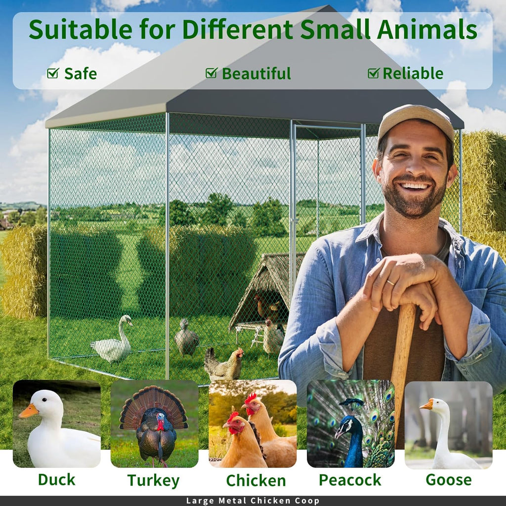 Walk-in Chicken Coop Run with Waterproof UV-Proof Cover M5799