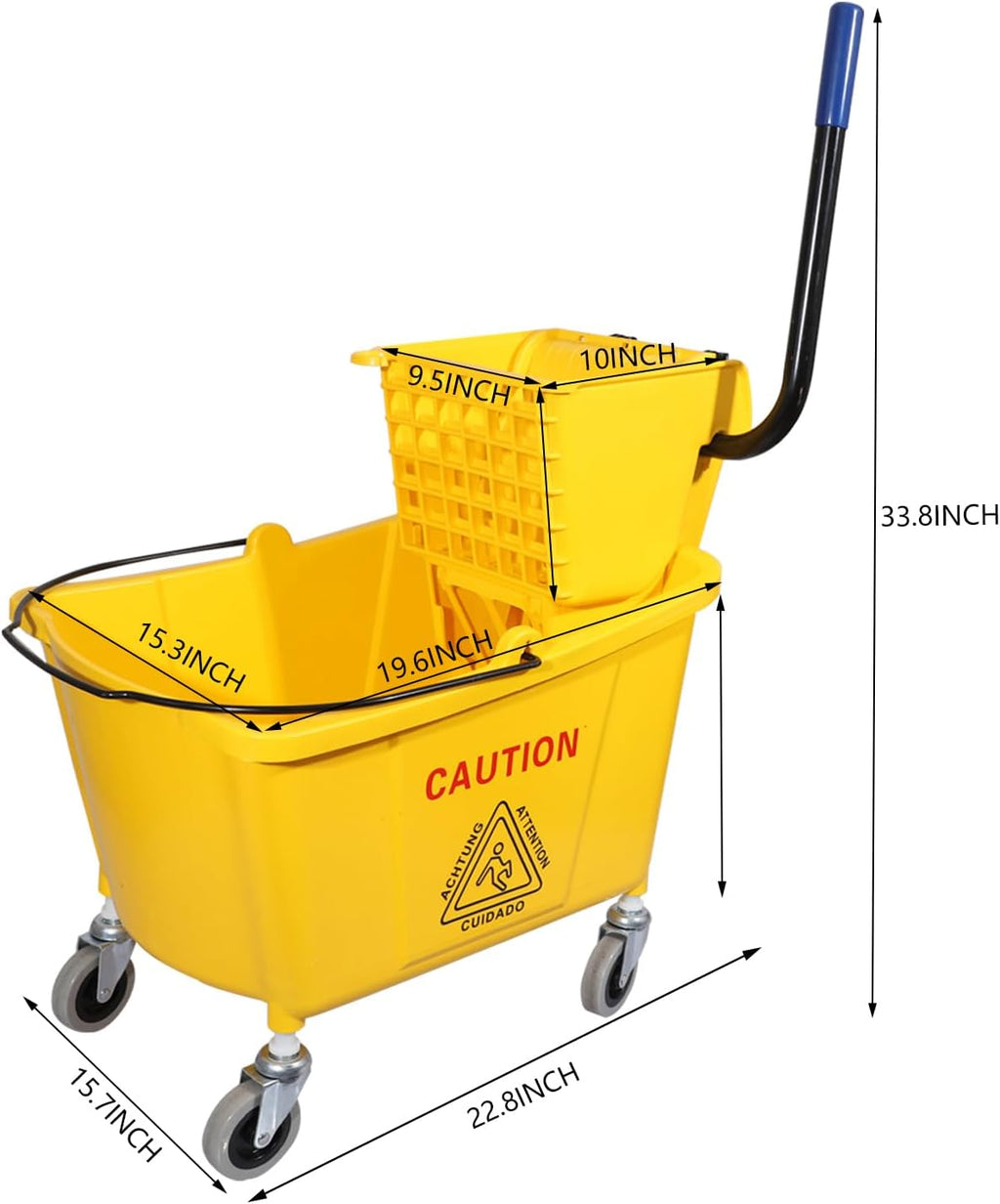 Mop Bucket with Side Press Wringer on Wheels, 35 Quart C9187