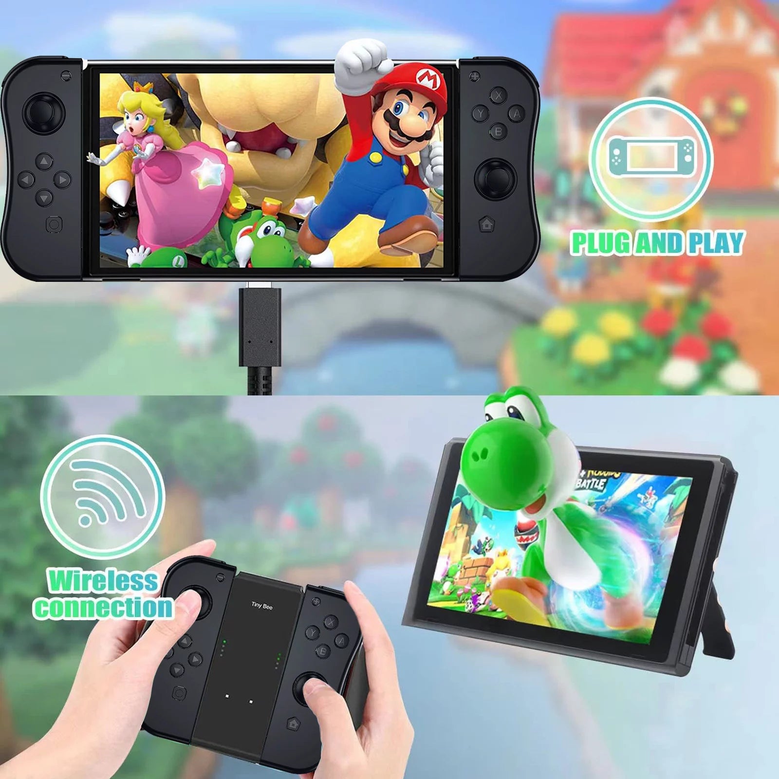 Joypad for Nintendo Switch, Wireless Left and Right Controllers with Turbo and Vibration, Black S957938