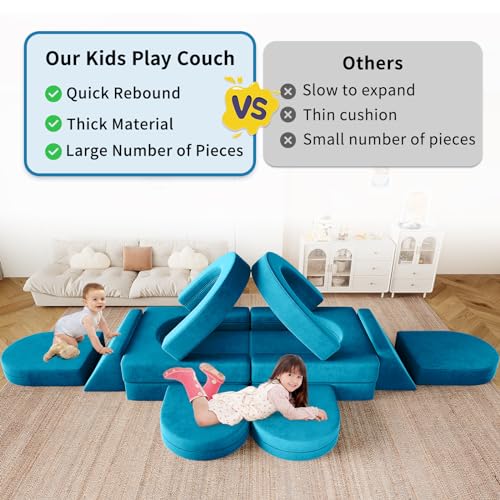 Modular Kids Play Couch with Triangular Cushions and Arches, Gray X365274