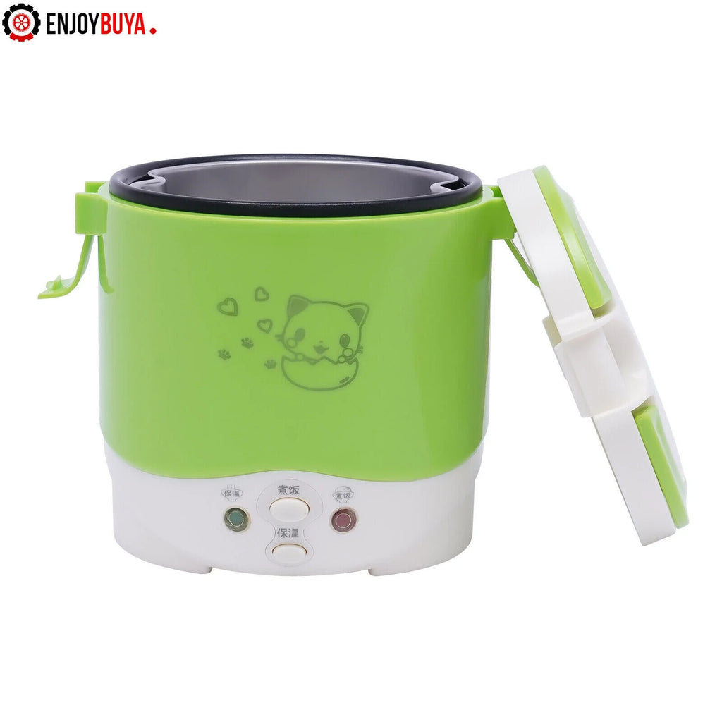 Mini Electric Rice Cooker 1L for Camping Travel with Measuring Cup and Spoon S667536