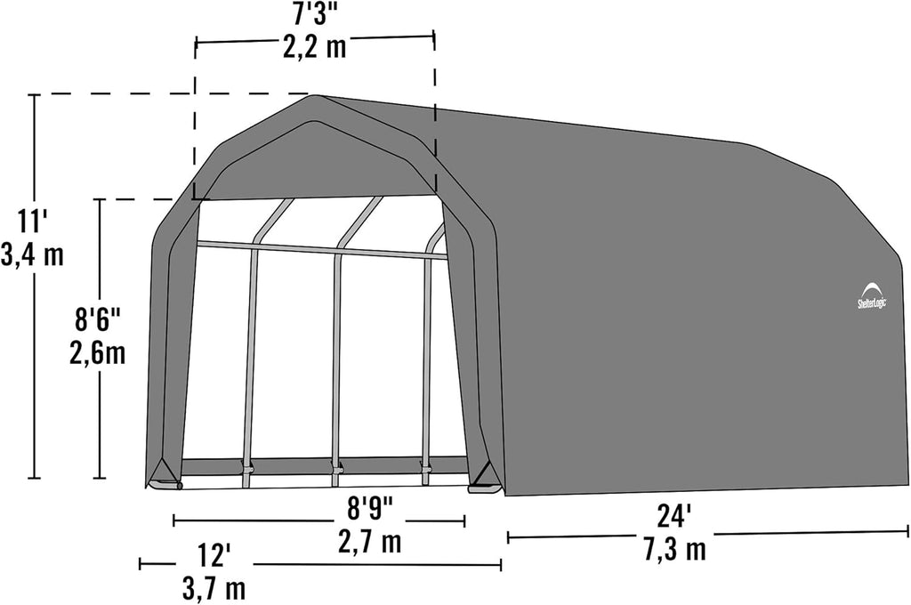 Barn Shelter 12x24x11 Grey X2342
